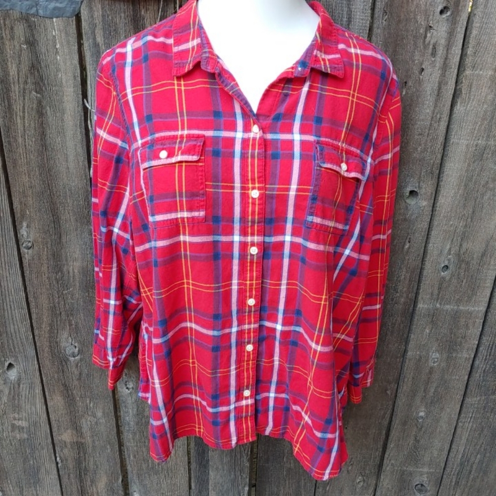 Old Navy Red, White & Blue Plaid Shirt